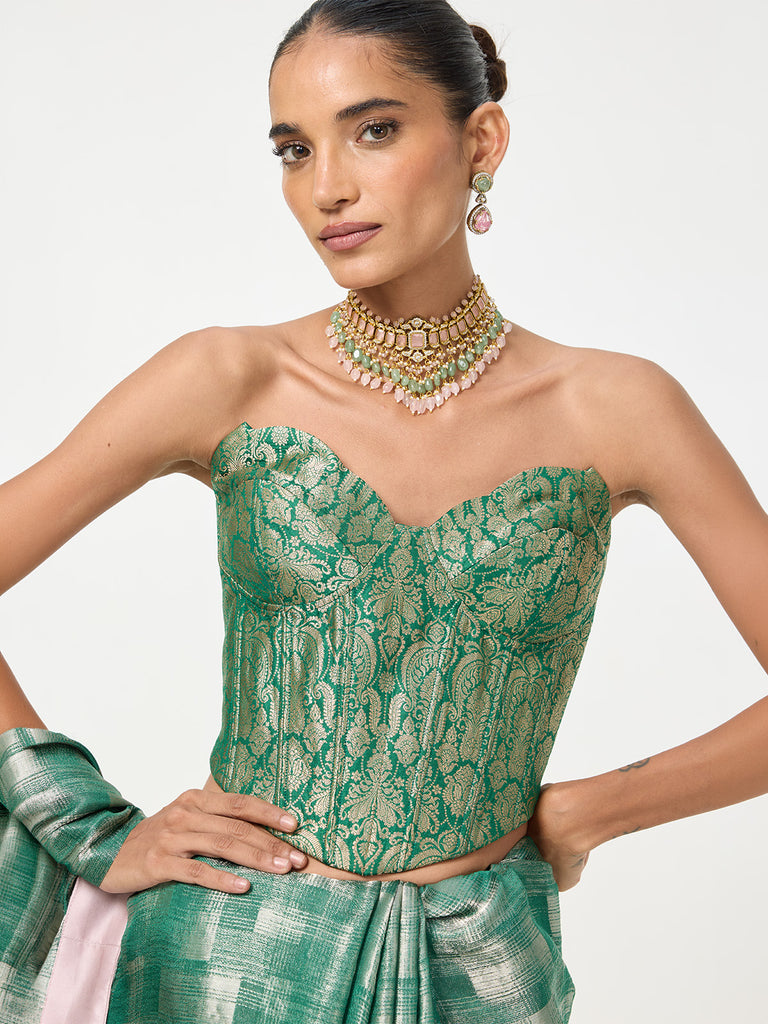 Handwoven Dark Green Corset