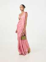 Handwoven Salmon Pink Tissue Saree