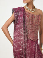 Handwoven Wine Tissue Saree