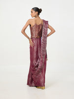 Handwoven Wine Tissue Saree