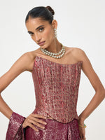 Handwoven Maroon Banarasi Corset