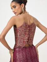 Handwoven Maroon Banarasi Corset