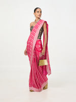 Handwoven Hot Pink Chiffon Saree