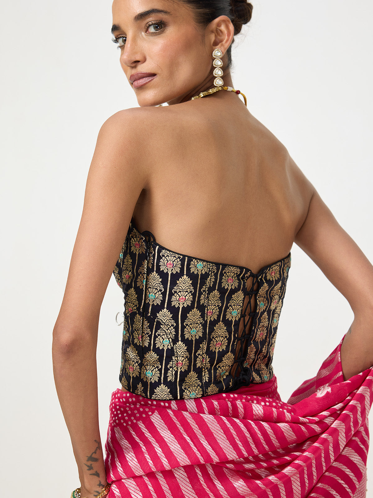 Handwoven Navy Blue Corset