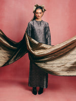 Handwoven Jet Black Banarasi Kaftan