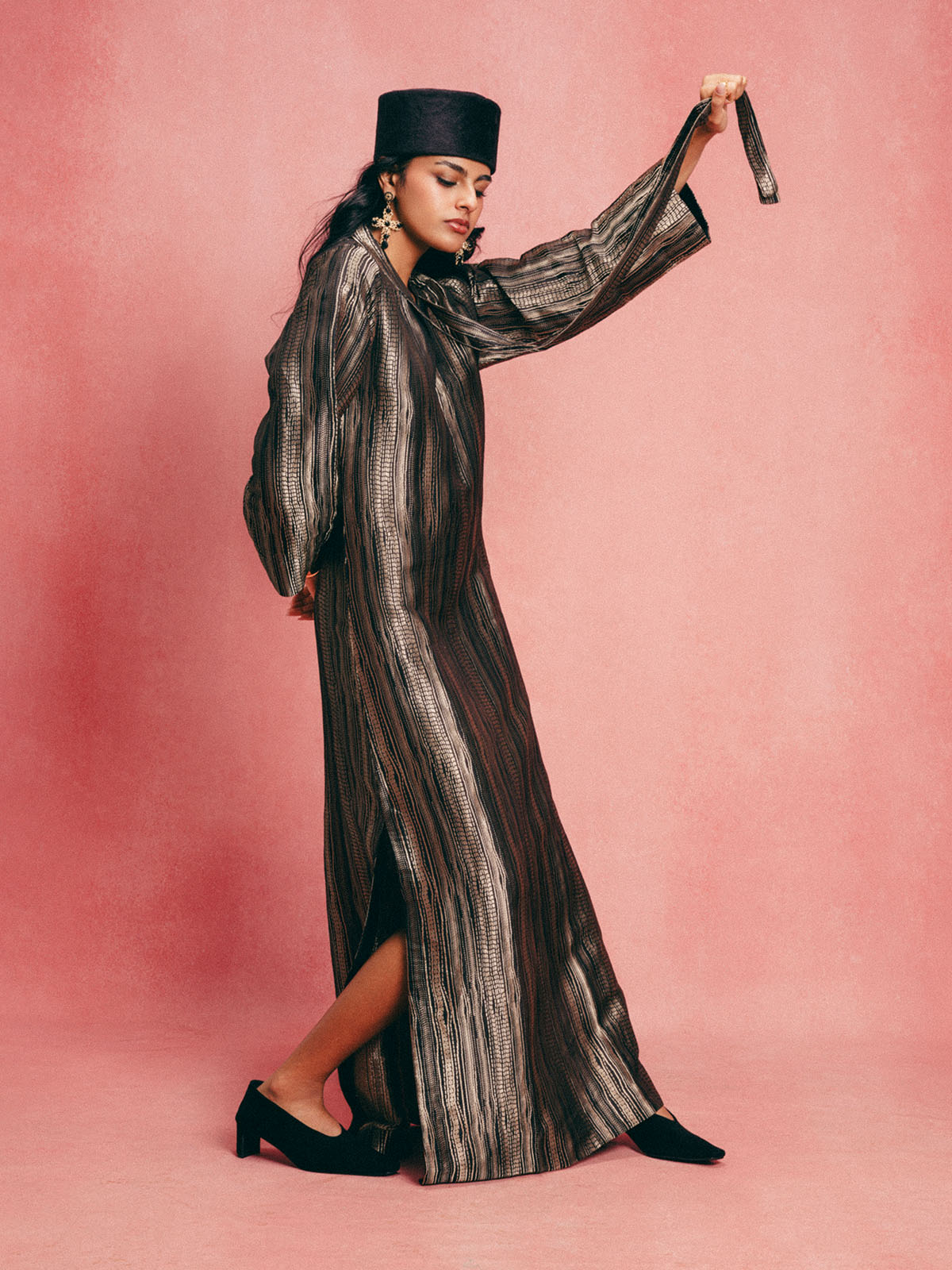 Handwoven Black Banarasi Kaftan