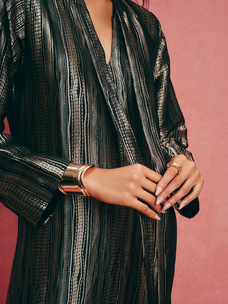 Handwoven Black Banarasi Kaftan