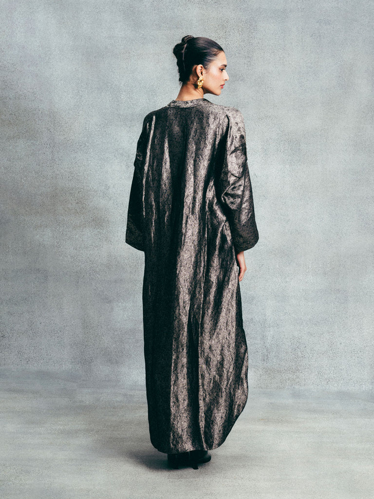 Handwoven Tar Black Banarasi Kaftan