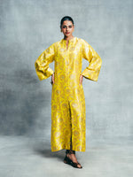 Handwoven Canary Yellow Banarasi Kaftan