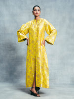 Handwoven Canary Yellow Banarasi Kaftan