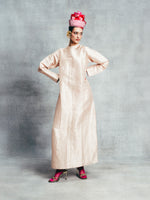 Handwoven Champagne Gold Banarasi Kaftan