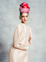 Handwoven Champagne Gold Banarasi Kaftan