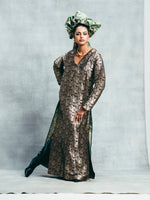 Handwoven Black & Gold Banarasi Kaftan