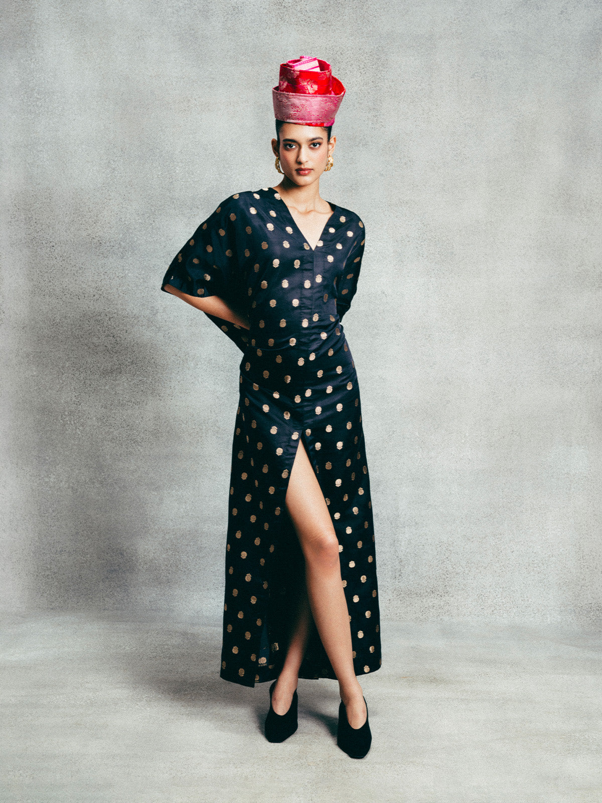 Handwoven Ebony Banarasi Kaftan