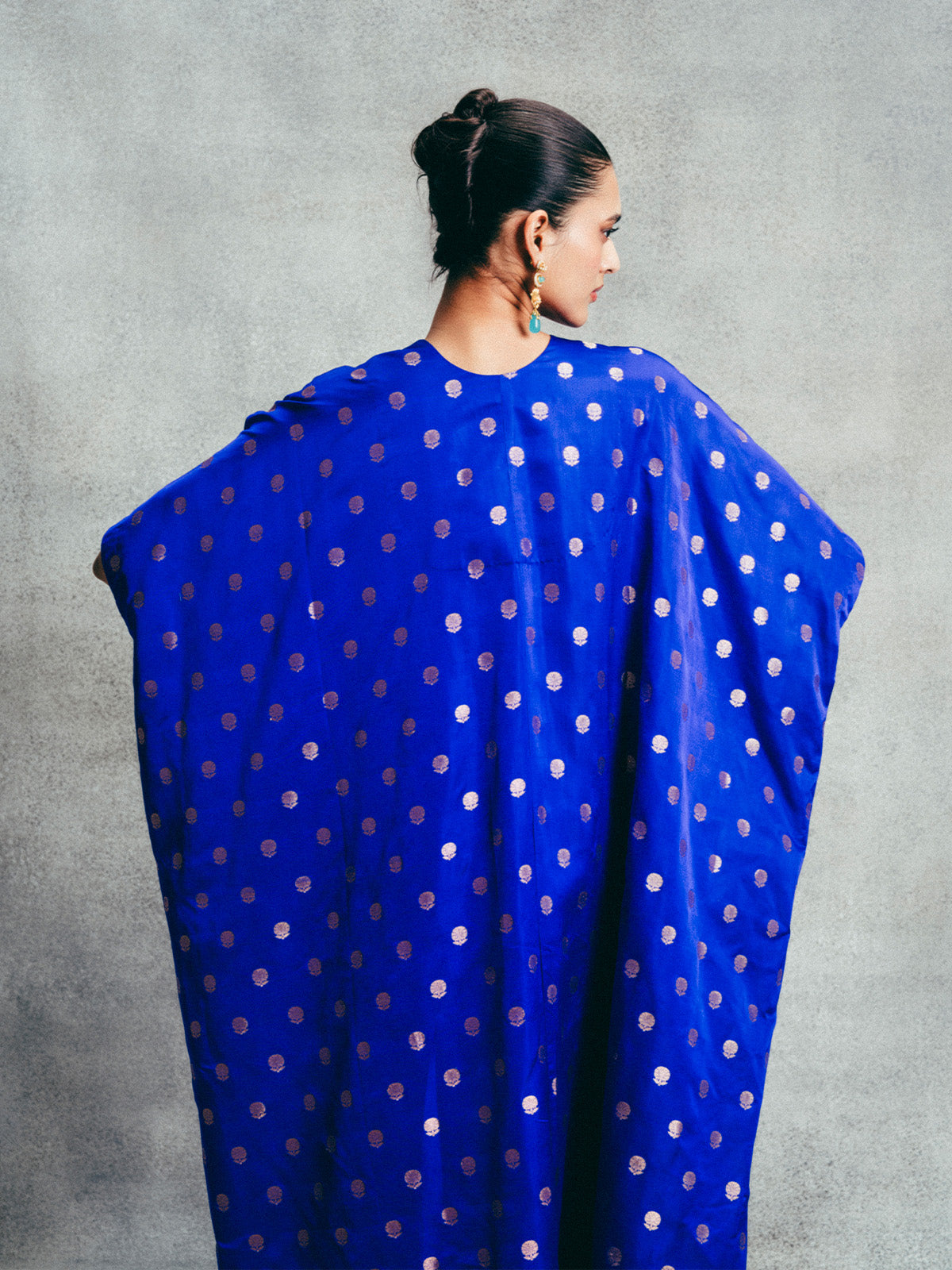 Handwoven Electric Blue Banarasi Kaftan
