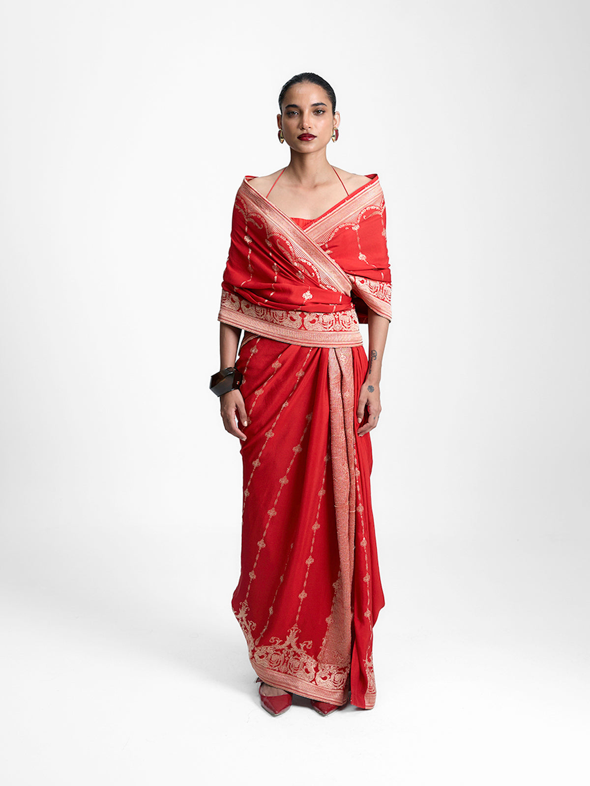 The Vermillion Sunset Saree