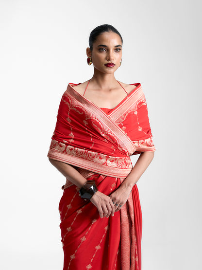 The Vermillion Sunset Saree