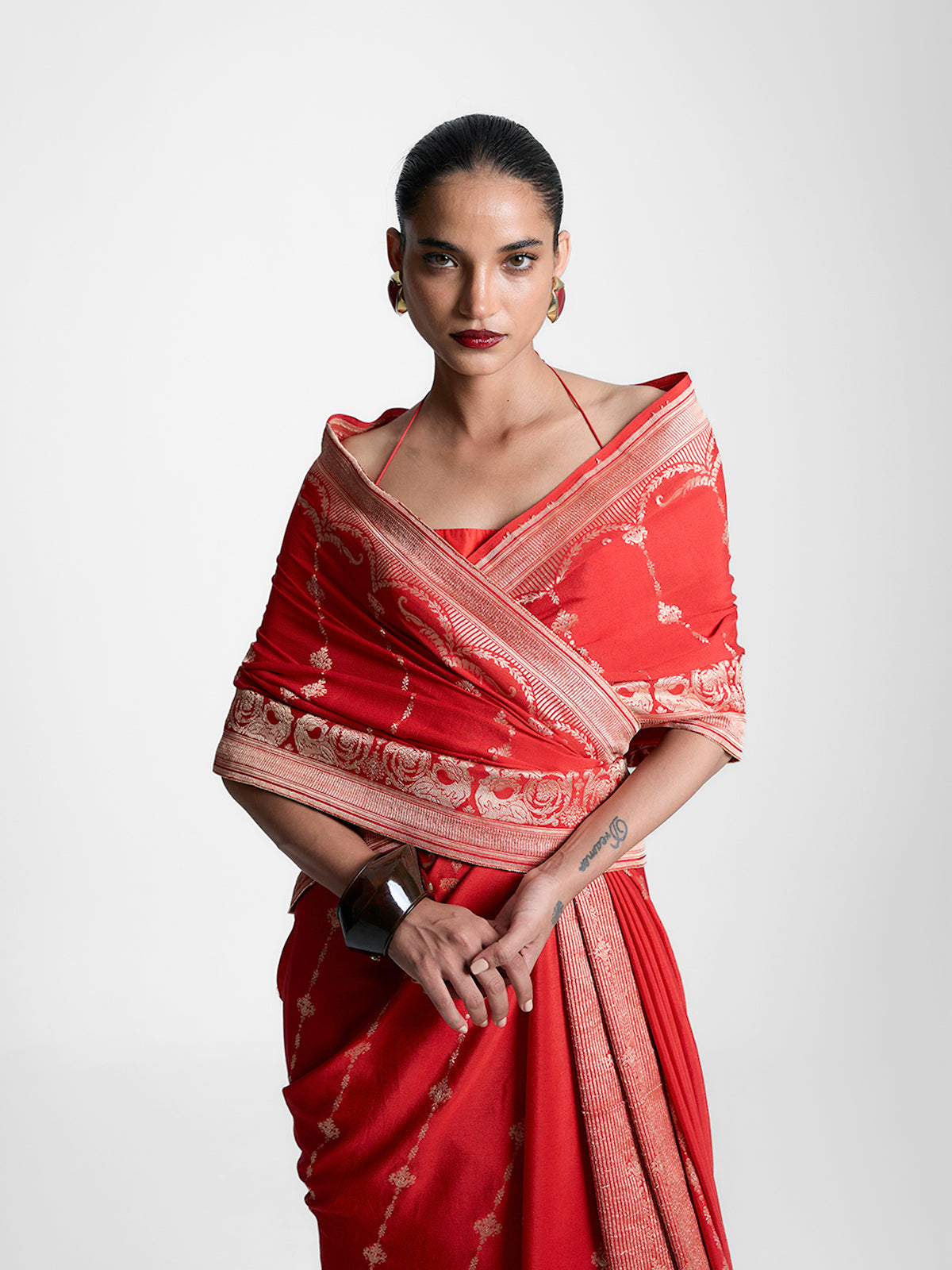 The Vermillion Sunset Saree