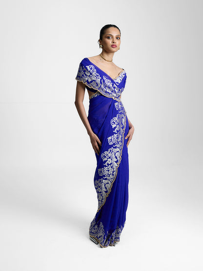 The Midnight Blue Saree