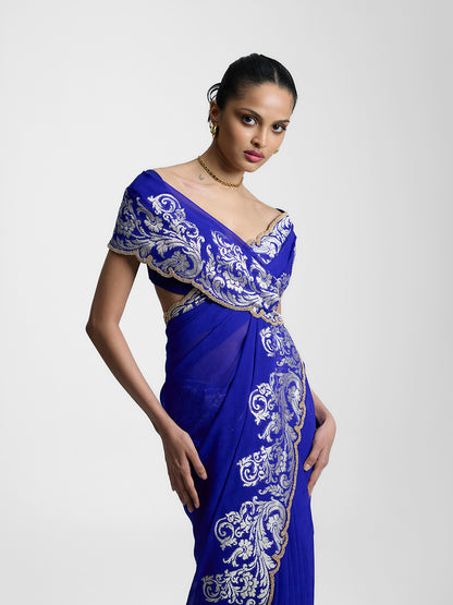 The Midnight Blue Saree