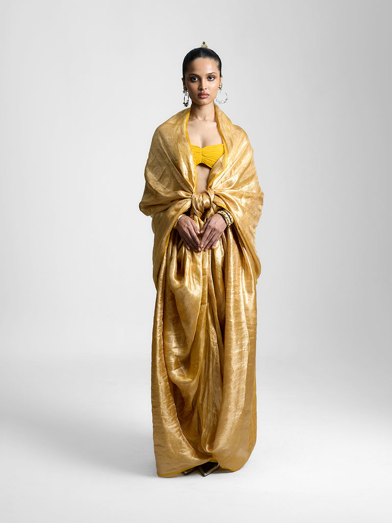 The Tropical Gold Saree