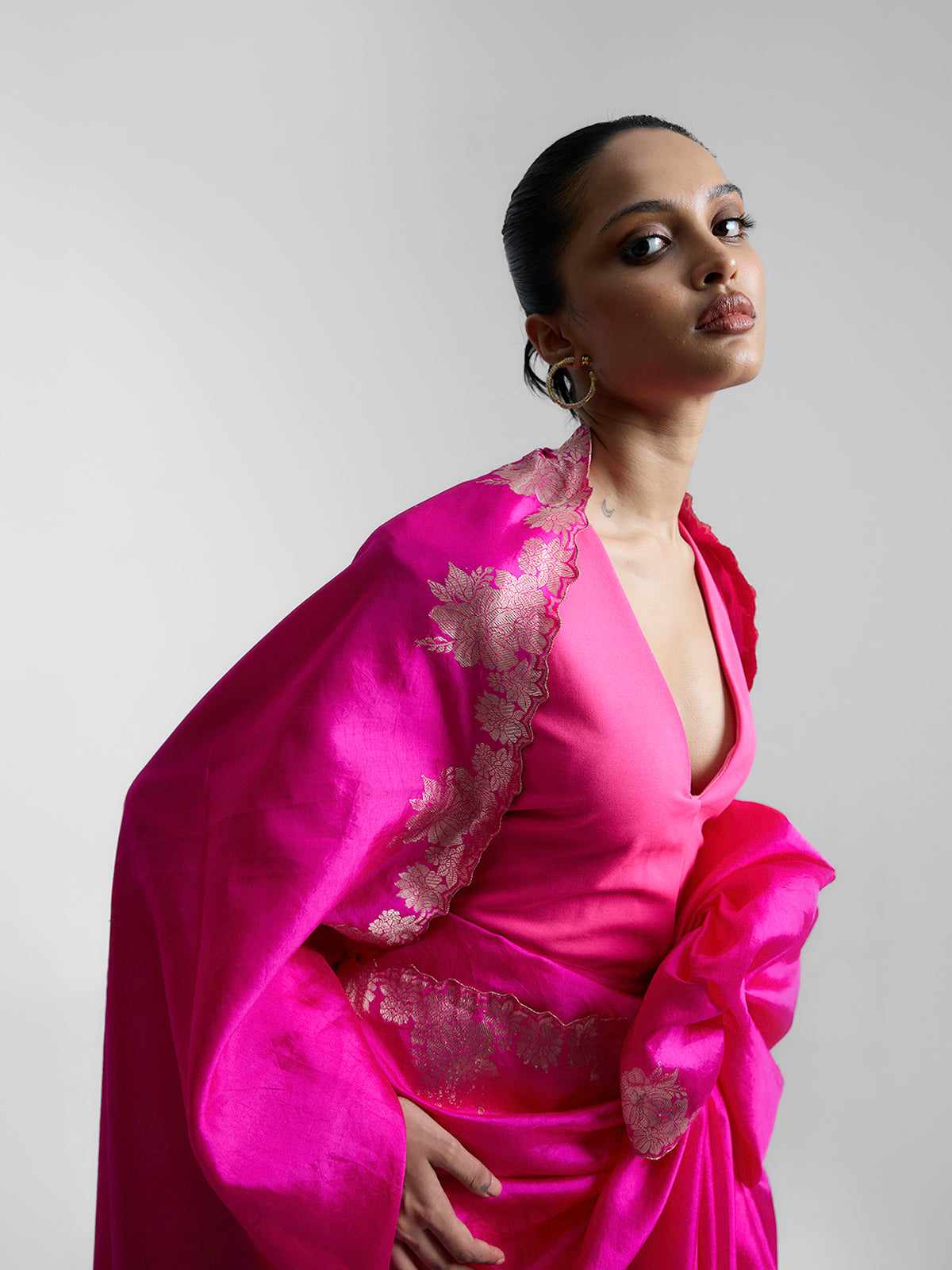 The Raspberry Flame Saree