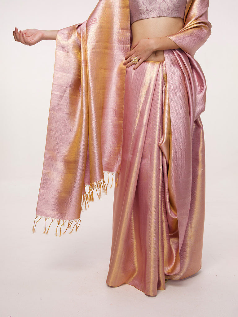 Handwoven Mauve Kanjivaram Saree