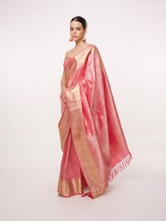 Handwoven Brick Red Kanjivaram Saree