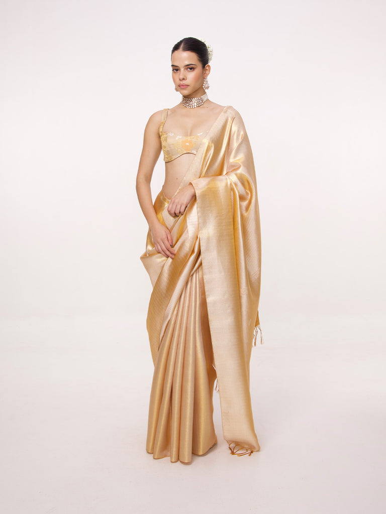 Handwoven Gold Kanjivaram Saree