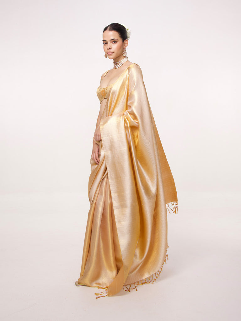 Handwoven Gold Kanjivaram Saree