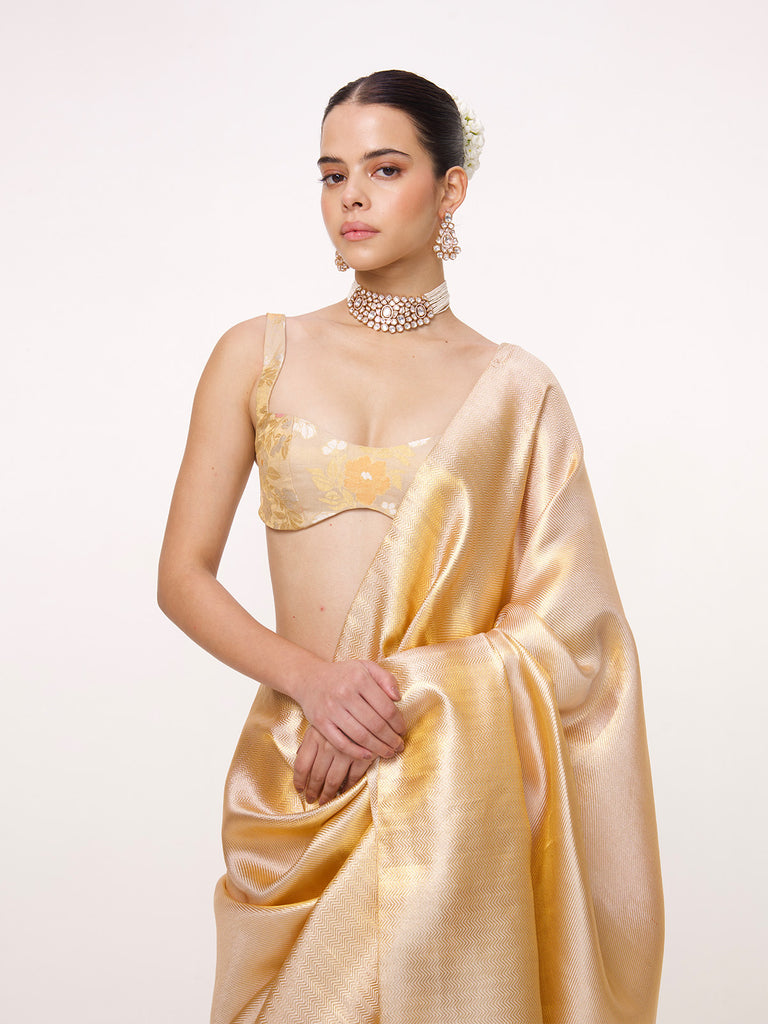 Handwoven Gold Kanjivaram Saree
