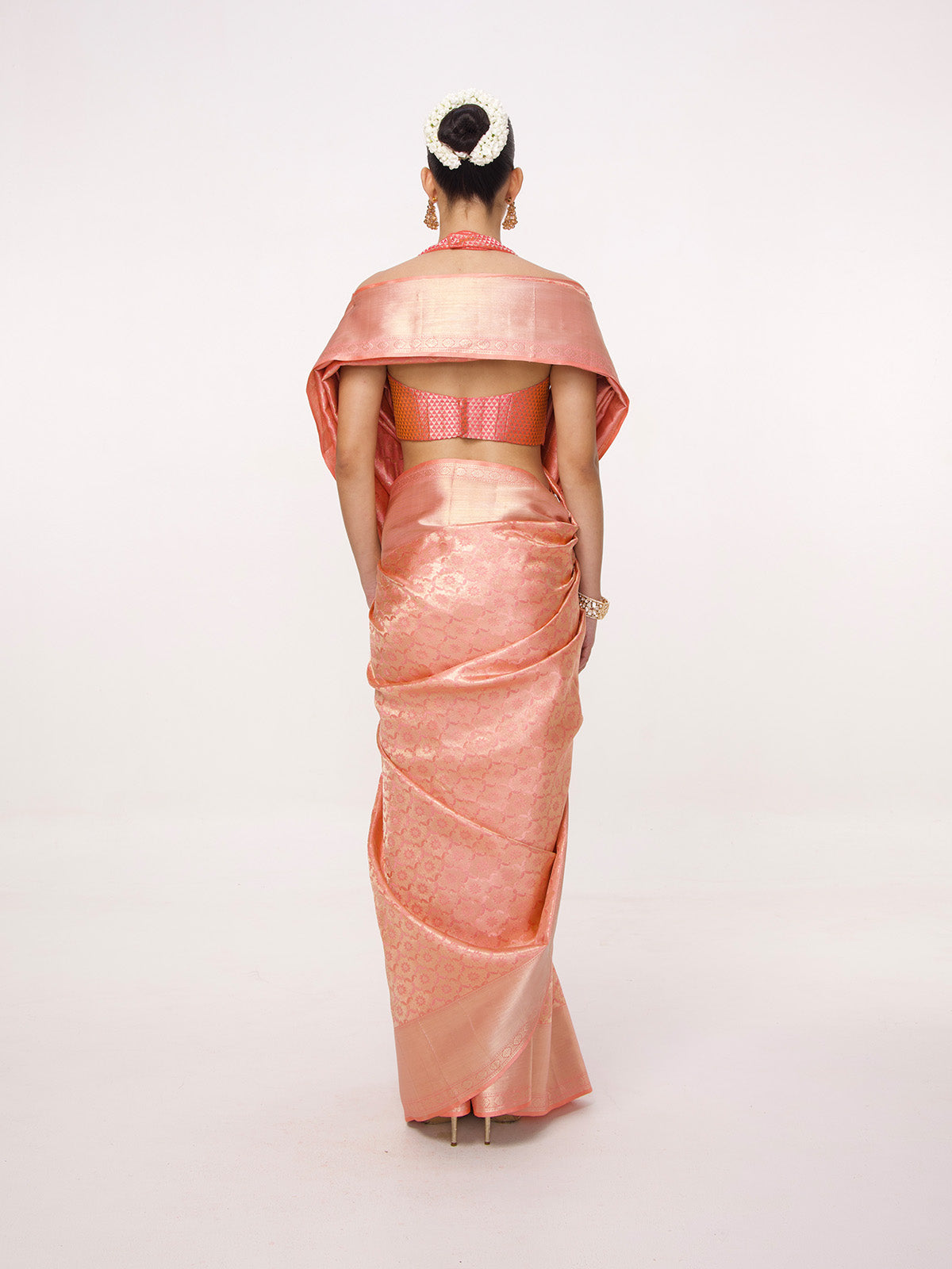 Handwoven Rust Kanjivaram Saree