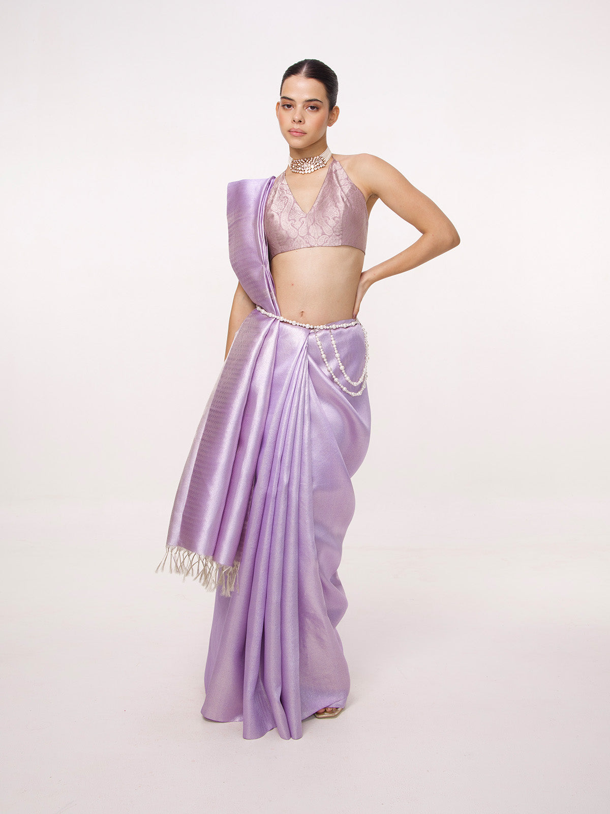 Handwoven Mauve Kanjivaram Saree