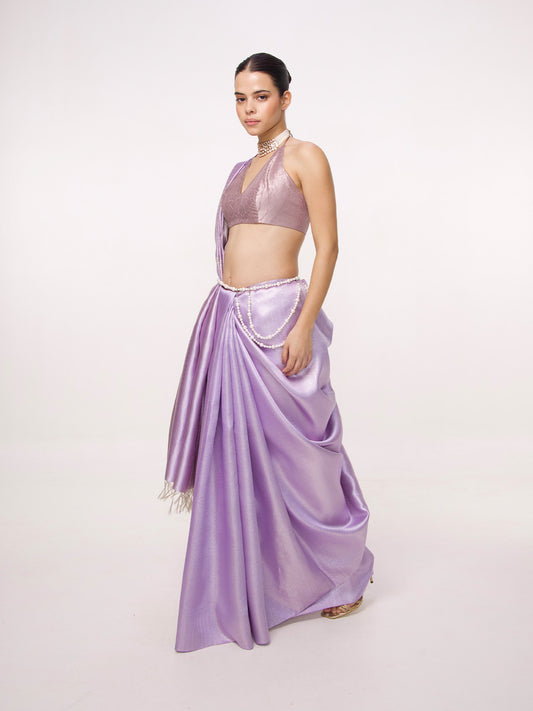 Handwoven Mauve Kanjivaram Saree