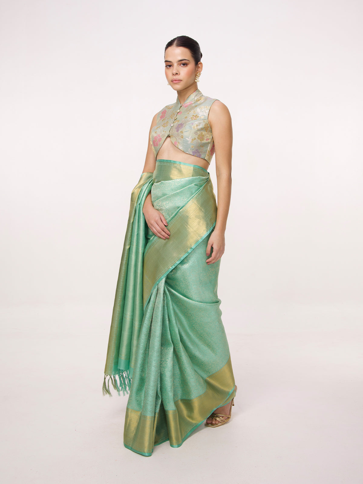 Handwoven Turquoise Kanjivaram Saree