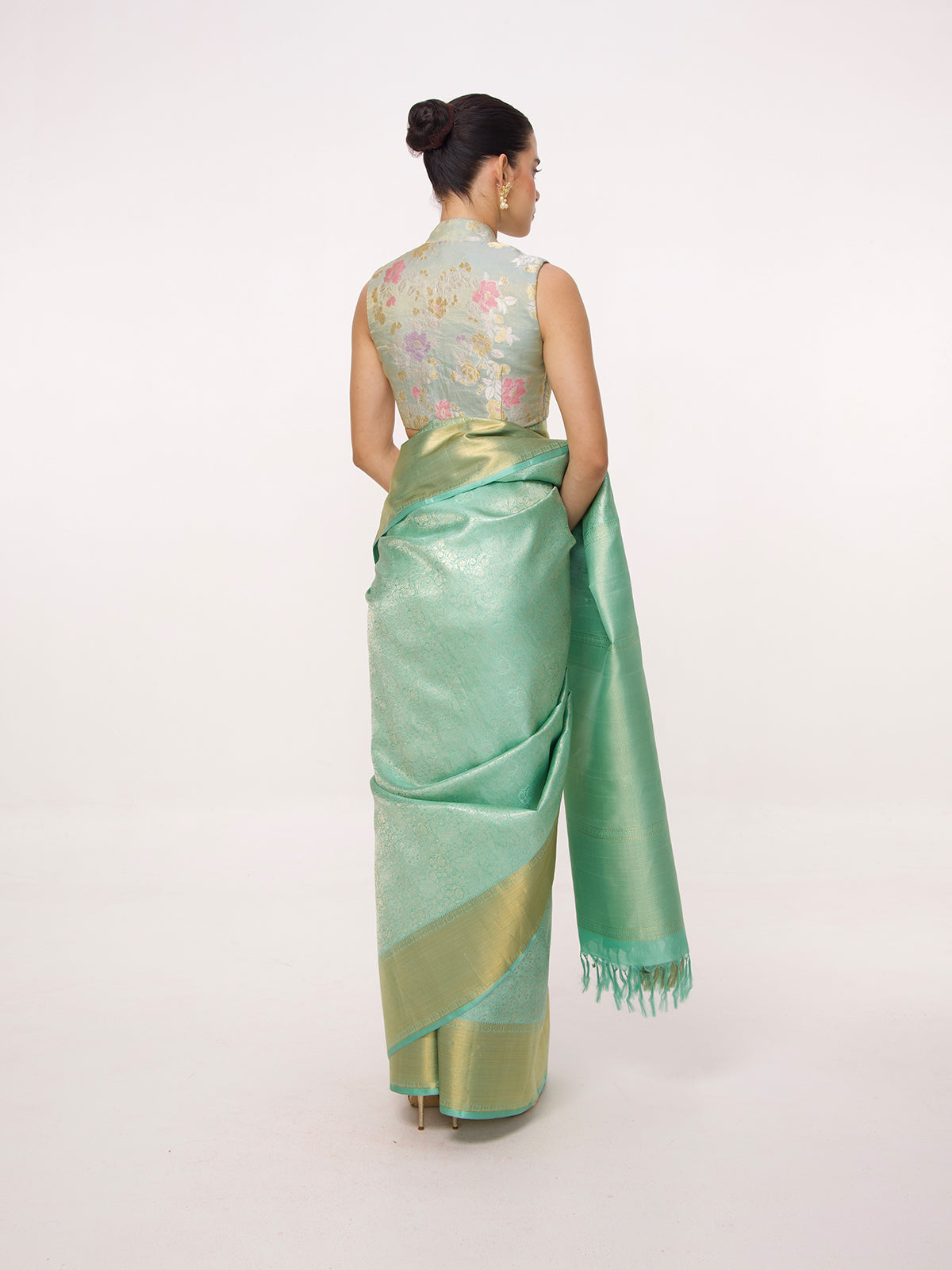 Handwoven Turquoise Kanjivaram Saree