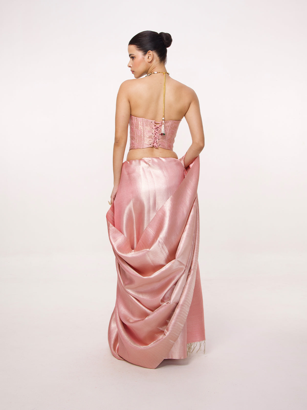 Handwoven Rose Pink Kanjivaram Saree