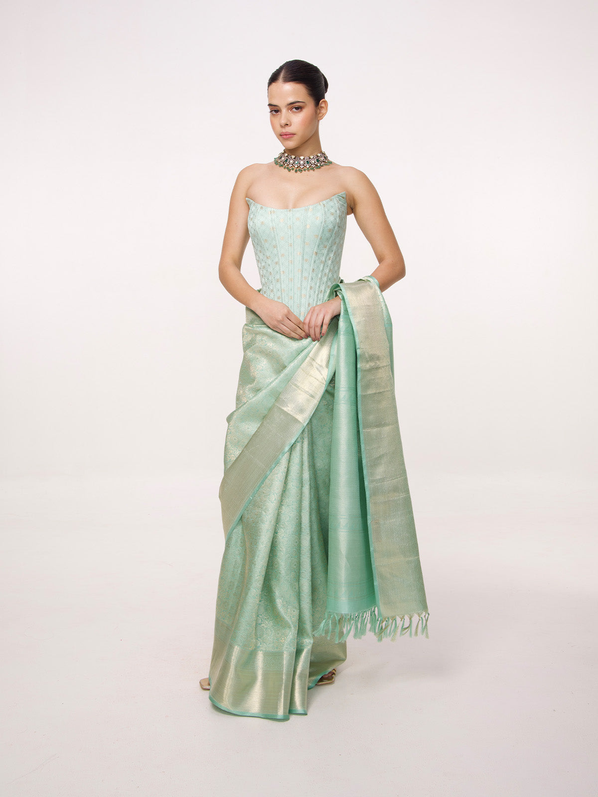 Handwoven Sea Green Kanjivaram Saree
