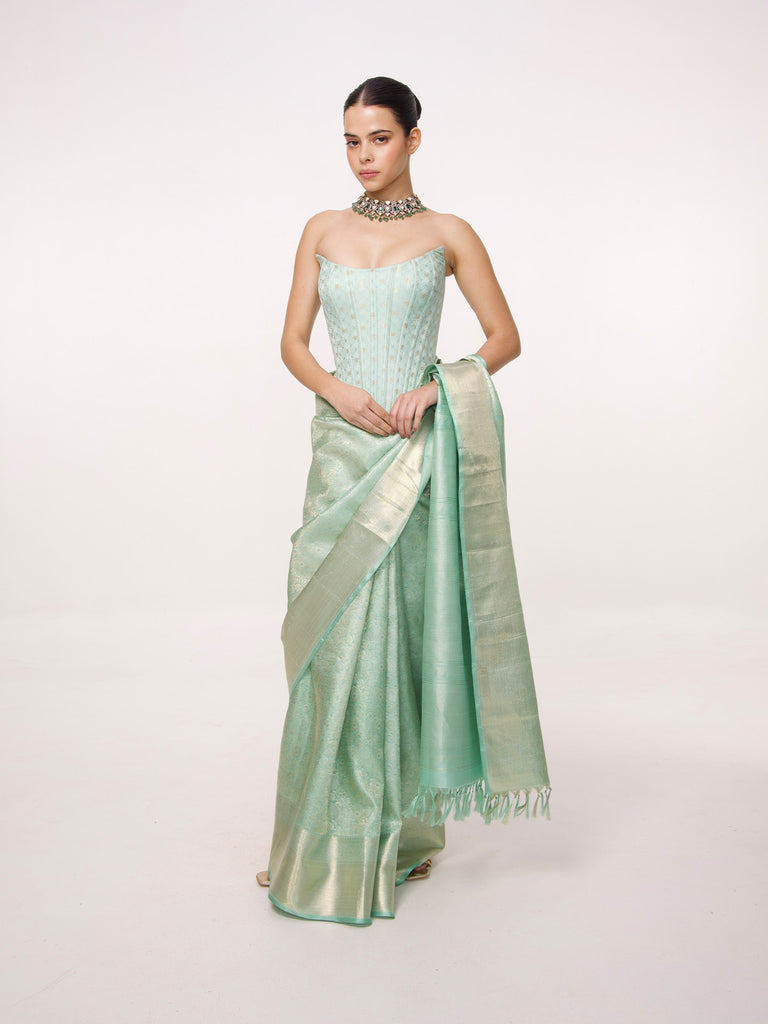 Handwoven Sea Green Kanjivaram Saree