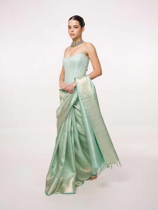 Handwoven Sea Green Kanjivaram Saree