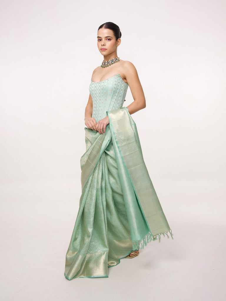 Handwoven Sea Green Kanjivaram Saree