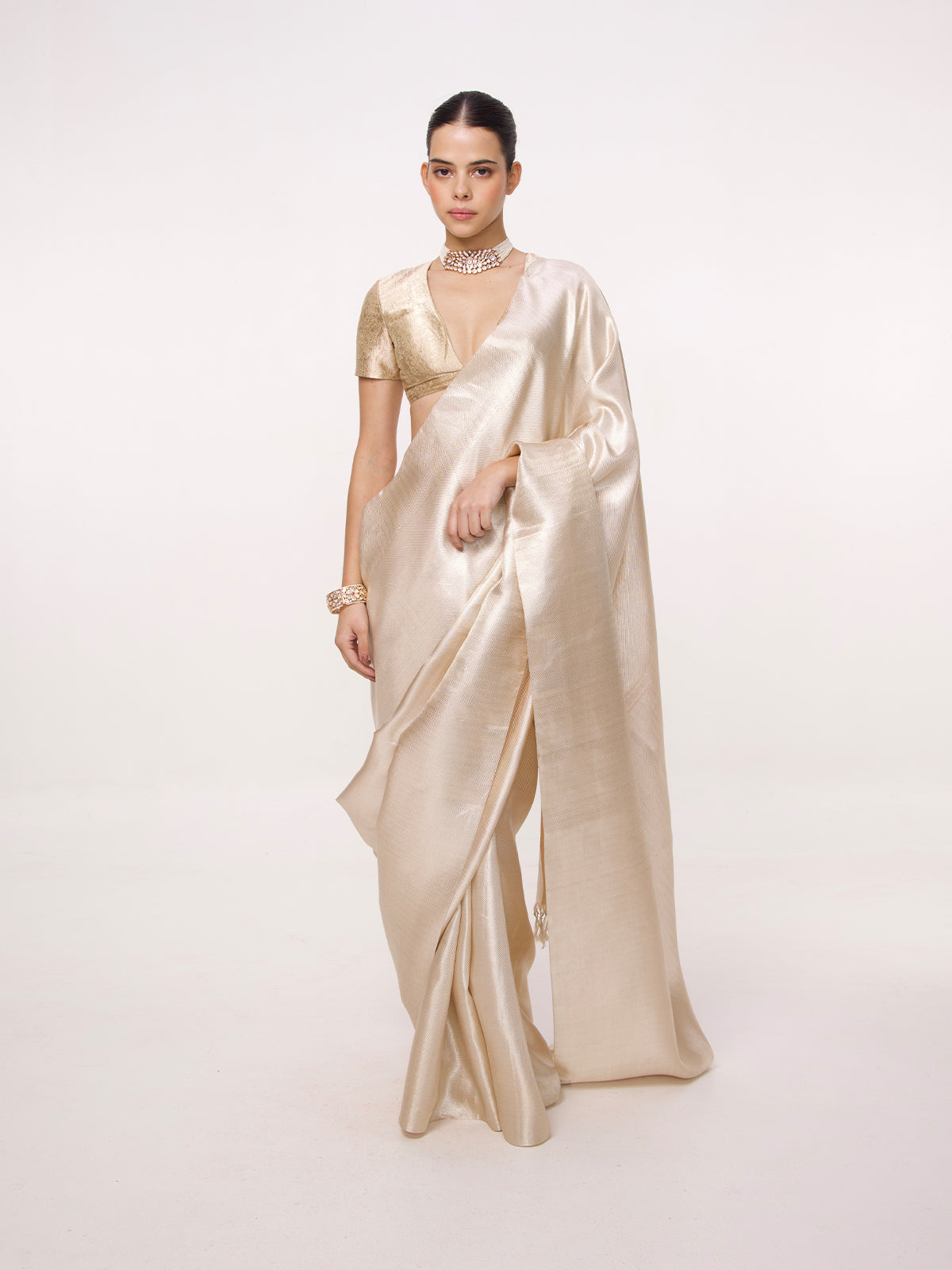 Handwoven Silver Kanjivaram Saree