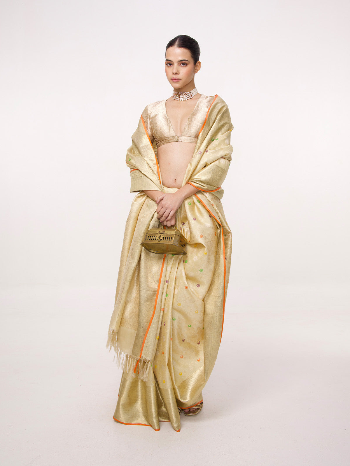 Handwoven Beige Kanjivaram Saree