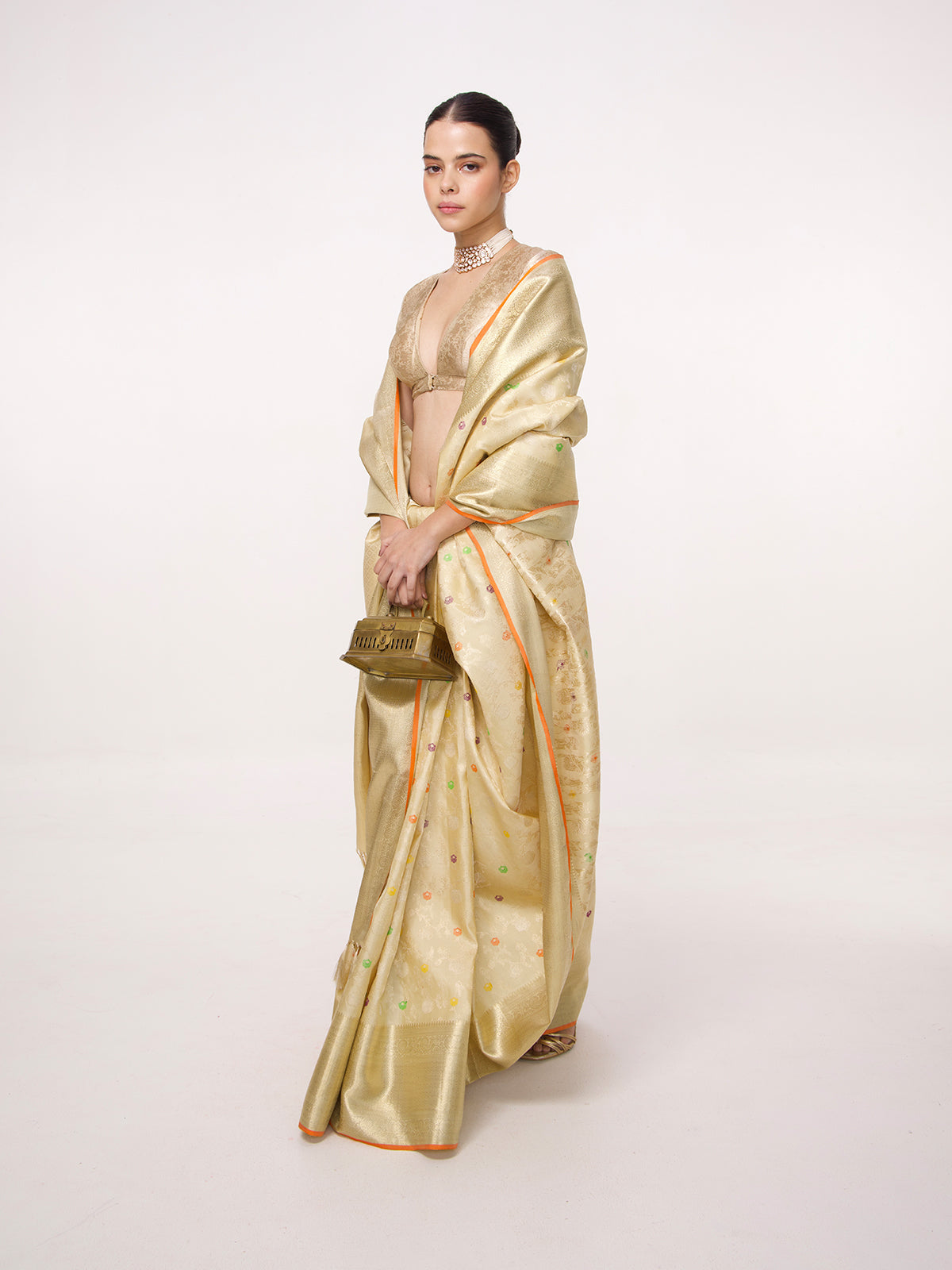 Handwoven Beige Kanjivaram Saree