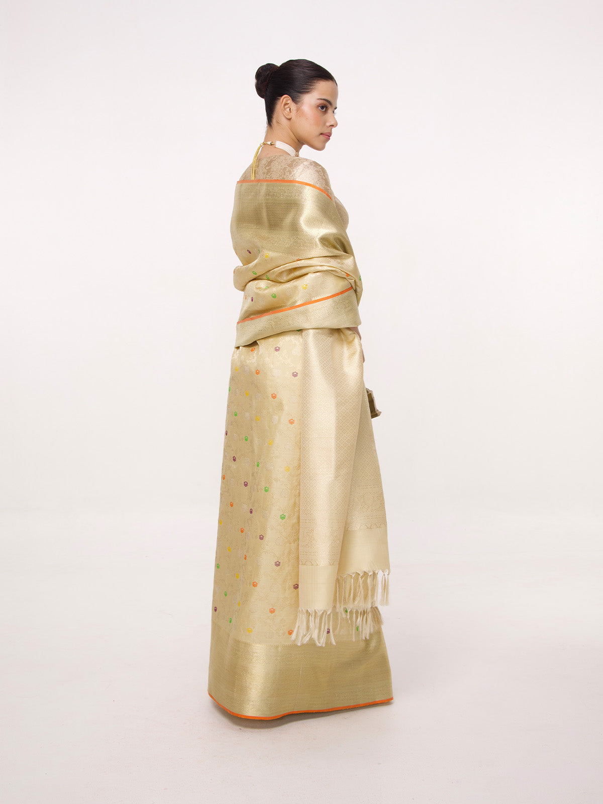 Handwoven Beige Kanjivaram Saree