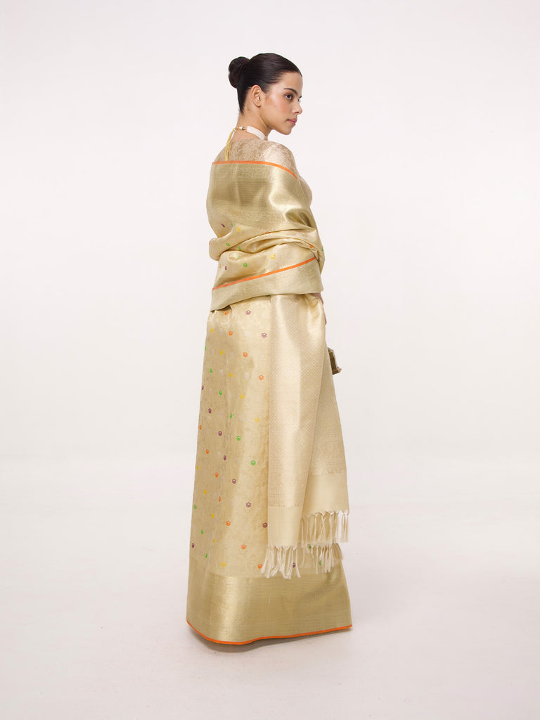 Handwoven Beige Kanjivaram Saree