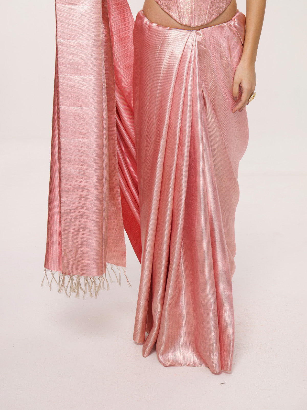 Handwoven Rose Pink Kanjivaram Saree