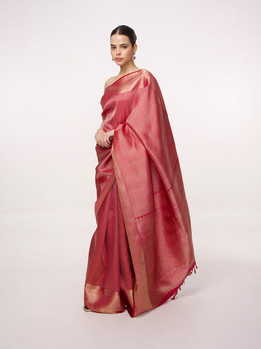 Handwoven Maroon Kanjivaram Saree