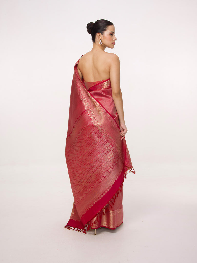 Handwoven Maroon Kanjivaram Saree