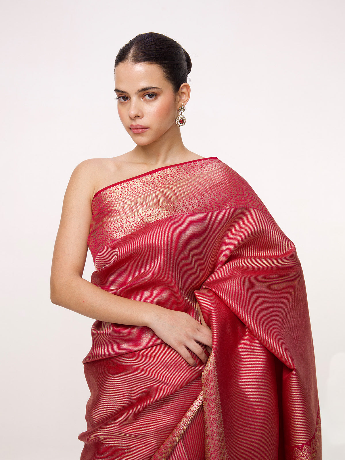 Handwoven Maroon Kanjivaram Saree